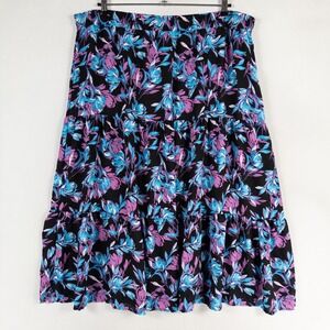 The Pioneer Woman Floral Tiered Maxi Skirt Womens XXXXL Black Purple Blue Boho